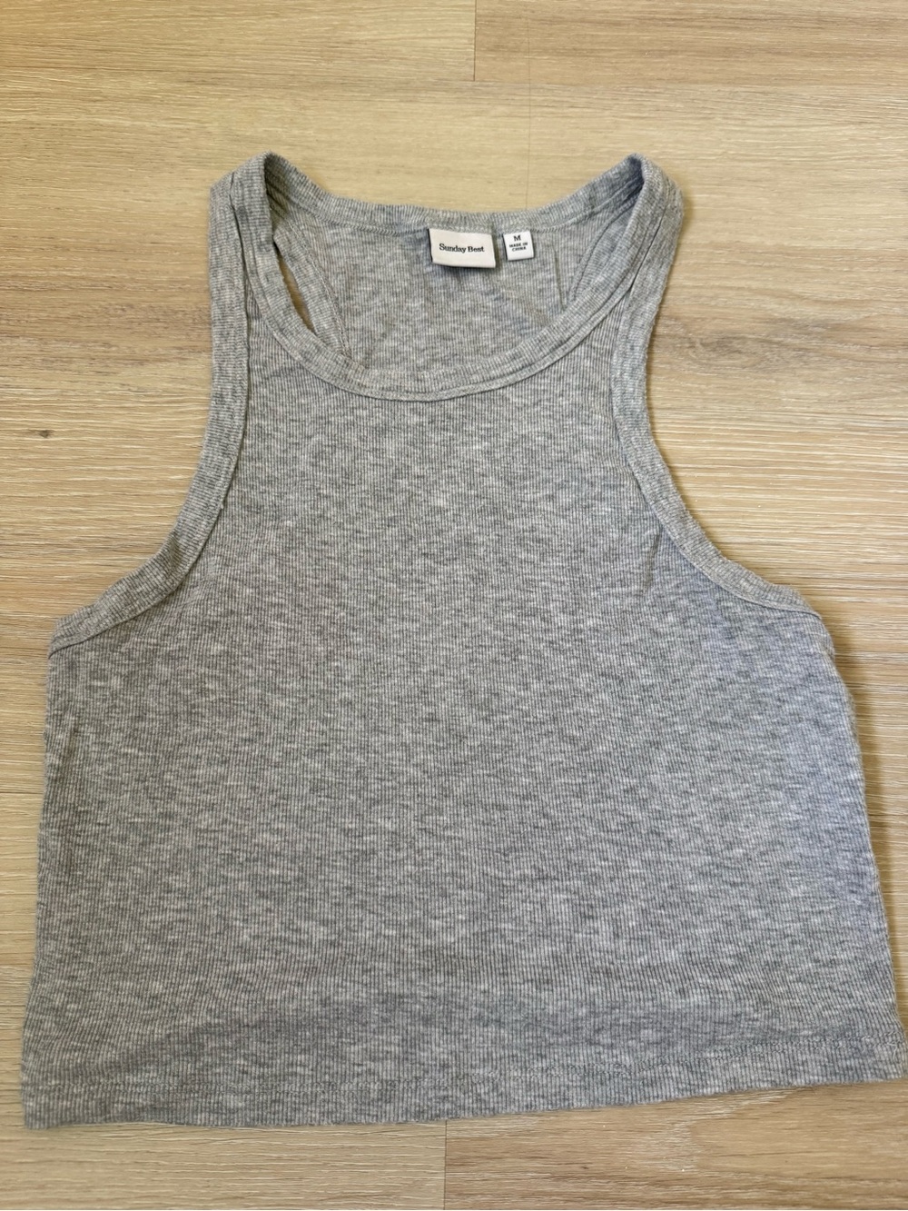 Sunday Best Gray Ribbed Tank Crop Top